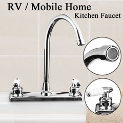 High Arc 2-Handle Standard Kitchen Sink Faucet Mixer Tap in Plastic For Home RV