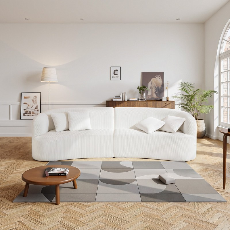 VEVOR 112 in Curved Modular Sofa Modern Luxury Sectional Couch with 4 Pillows gallery