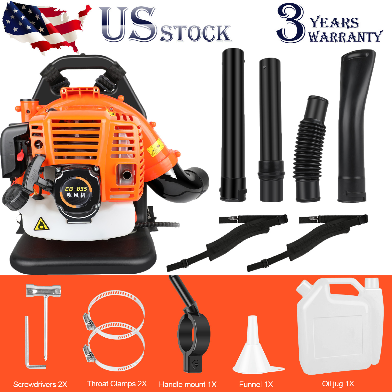 Backpack Leaf Blower Gas Powered Snow Blower 665CFM 43CC 2-Stroke 280MPH 3HP gallery