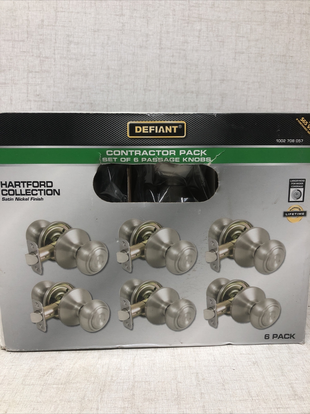 Defiant Door Knob Adjustable Backset Flat Ball Metal in Satin Nickel (6-Piece) gallery
