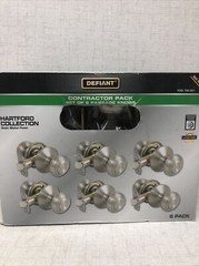 Defiant Door Knob Adjustable Backset Flat Ball Metal in Satin Nickel (6-Piece)