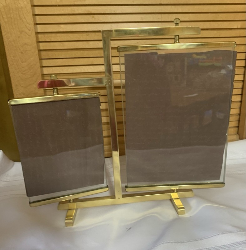 Dual Picture Frames Solid Brass Swivel Dual Sided Vintage Retro 5" x 7"& 4" x 5" gallery
