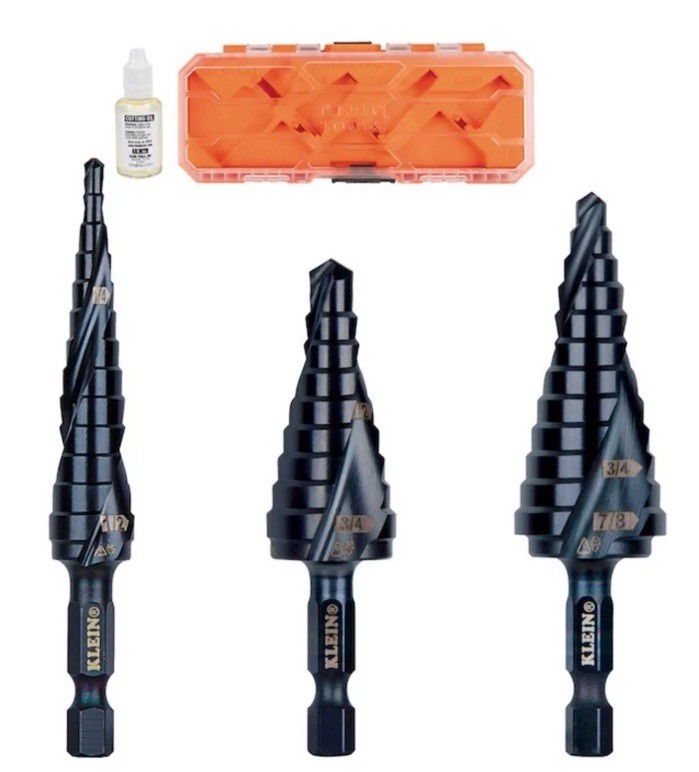 Klein Tools 3 Piece Premium Quick Release All Purpose Step Bit Kit QRST3PC (NEW) gallery
