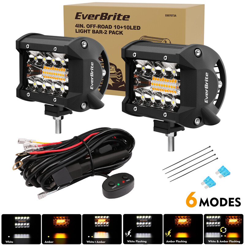 EverBrite 2PCS 4 Inch 60W Led Pods Off Road Light Pods White Amber Strobe 6 Mode gallery