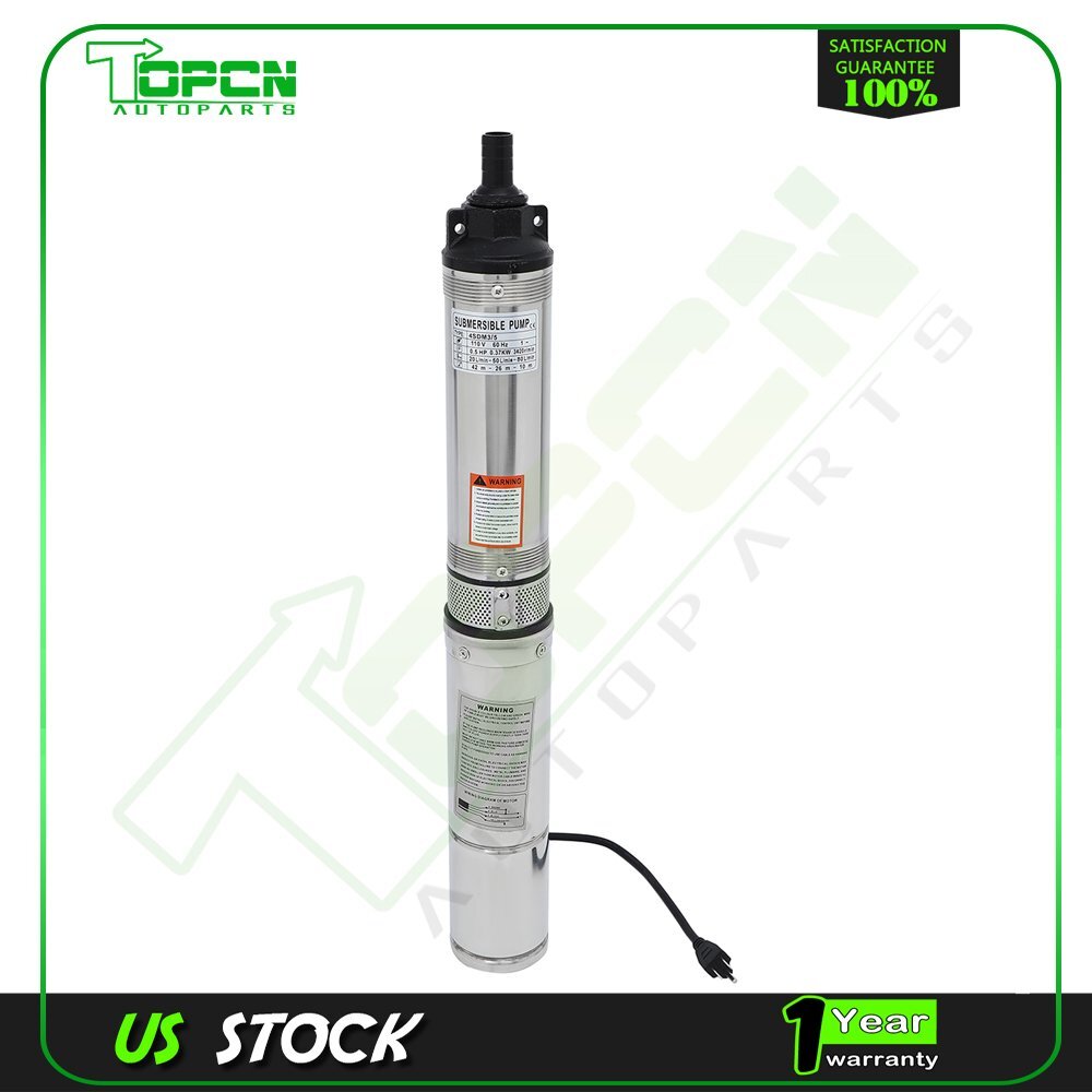 1/2HP Deep Well Water Pump Submersible Stainless Steel 164FT 25.5GPM 115V gallery