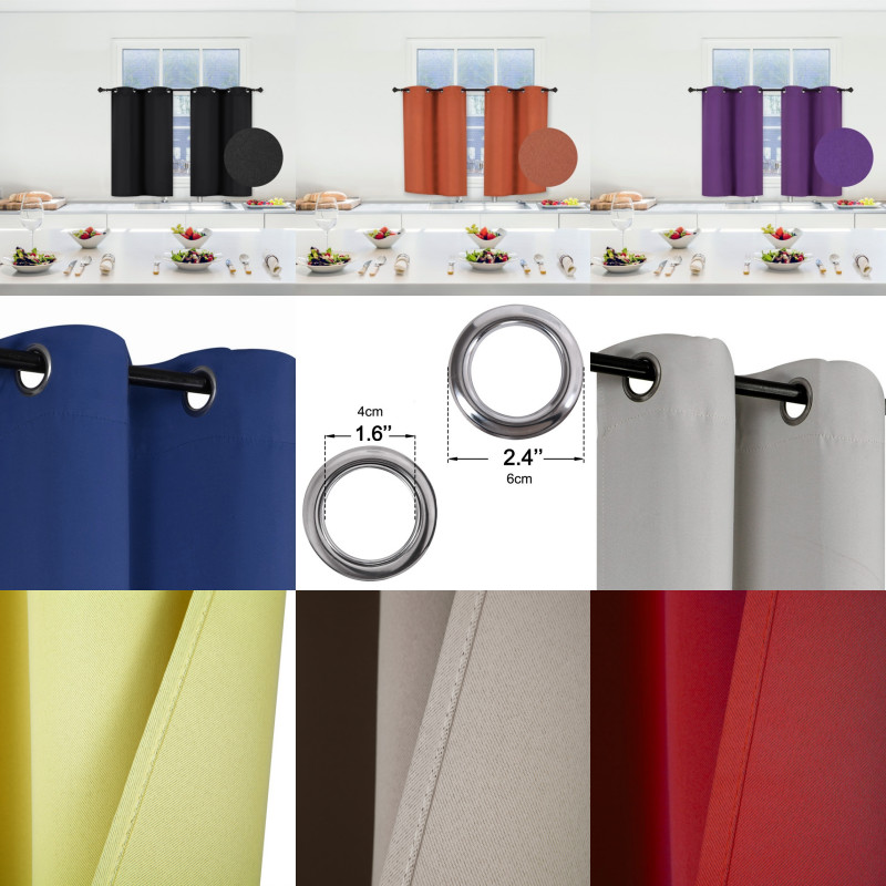 1 SET INSULATE THERMAL SHORT PANELS WINDOW CURTAIN BLACKOUT 100% PRIVACY 35" L gallery