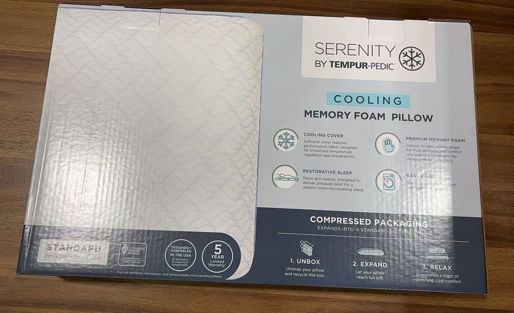 Serenity by Tempur-Pedic Cooling Memory Foam Pillow 61cm*41cm