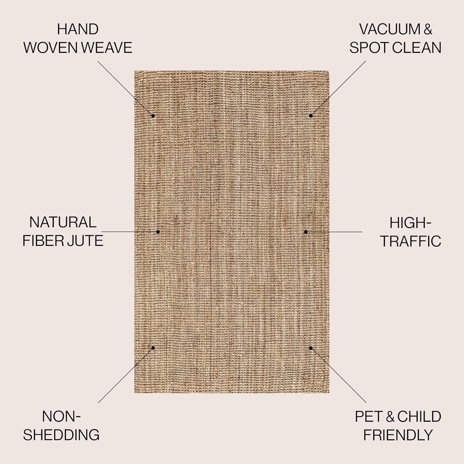 Natural Jute Area Rug 9x12 - Easy-Clean Indoor/Outdoor Boho Design gallery