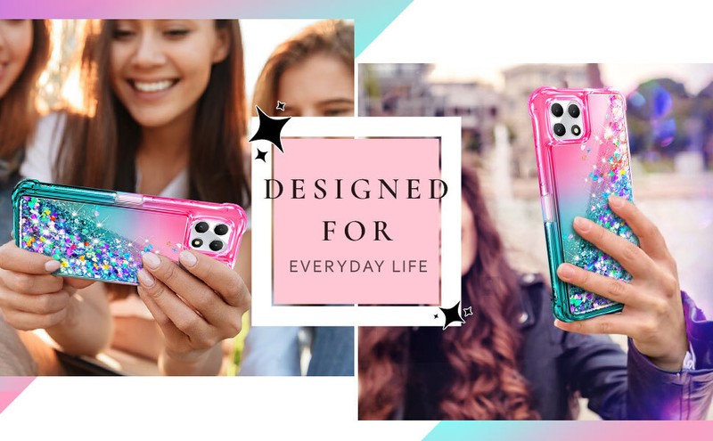 For T-Mobile Revvl 7 / 7 Pro 5G Case Liquid Glitter Phone Cover + Tempered Glass gallery