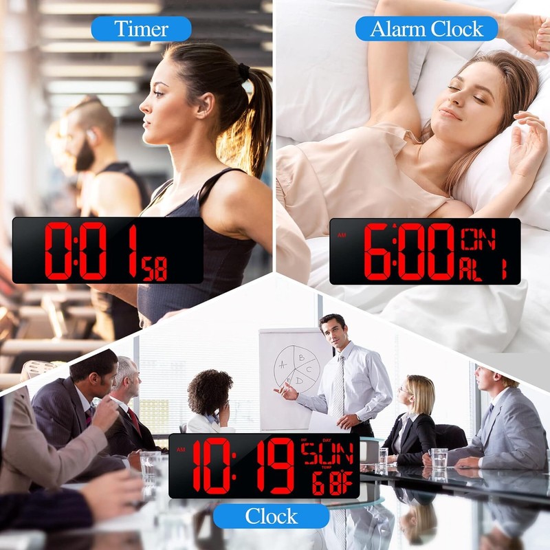 Large Digital Wall Clock With Remote Control 17.2 LED Large Display Timer With gallery