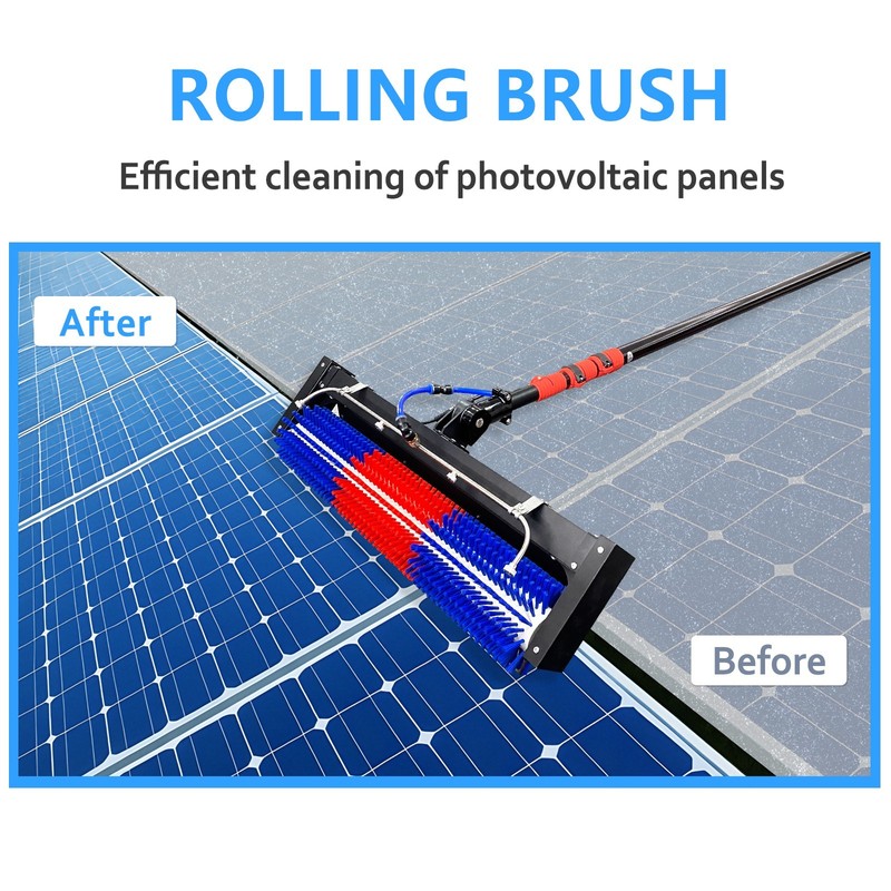 Professional Solar Panel Cleaning Brush,400RPM,Water-Fed System,AC/DC Power gallery