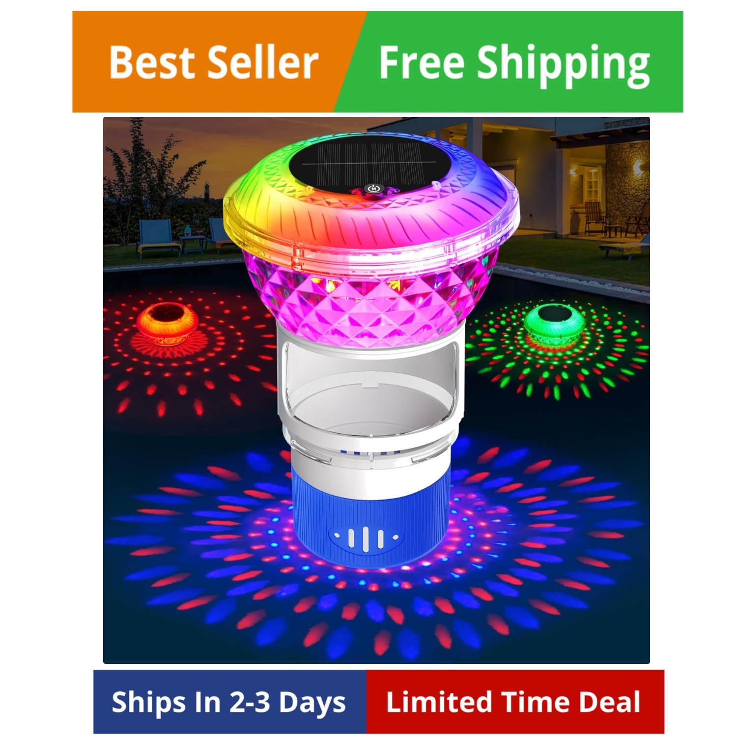 Pool Chlorine Floater with Marquee Light,Color-Changing Chlorine Floater with... gallery