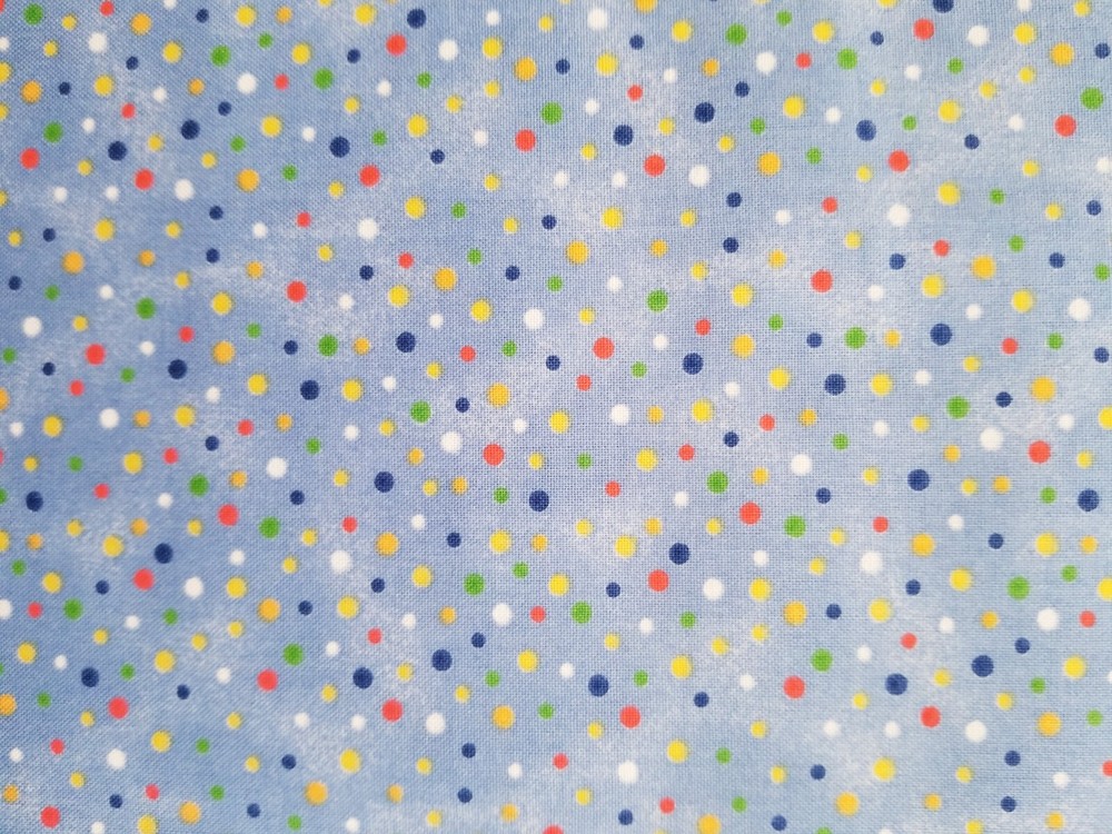 32"x44" Tiny Colored Dots On Blue New 100% Quality Cotton Fabric! David Textiles