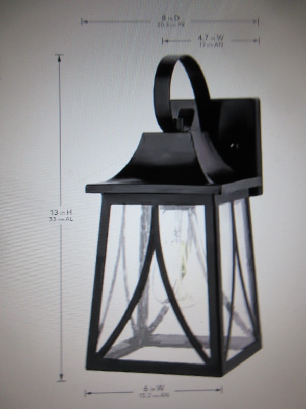 Hampton Bay Drackert 13 in. 1-Light Flat Black Hardwired Outdoor Wall Light gallery