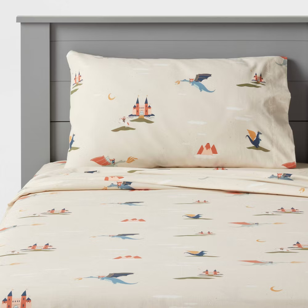 Queen Dragon Cotton Kids' Sheet Set - Pillowfort gallery