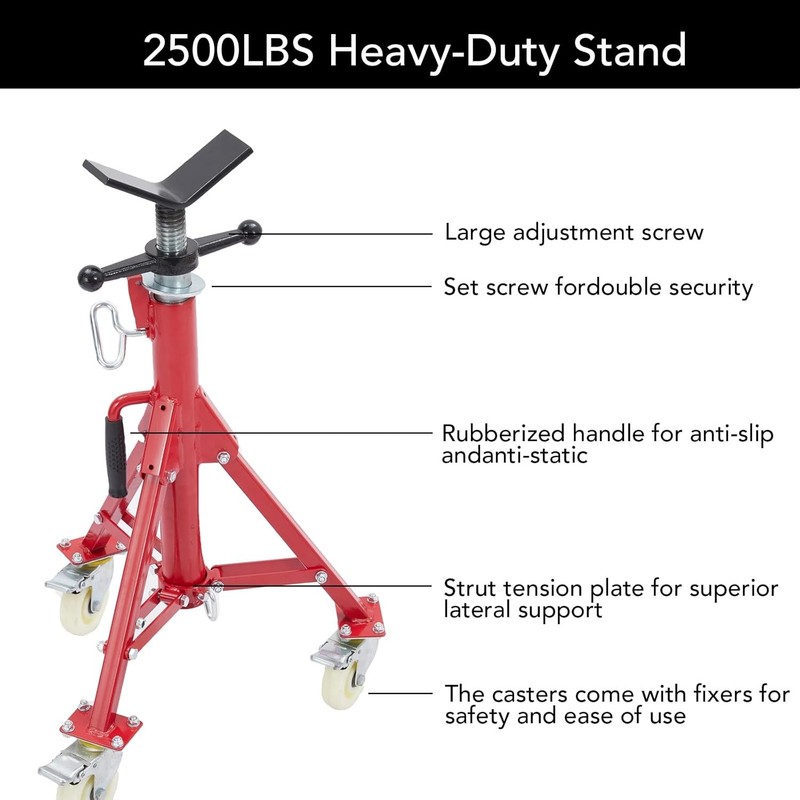 1100lbs V-Head Pipe Stand with Casters Welding Stand Adjustable Height 28-52 IN gallery