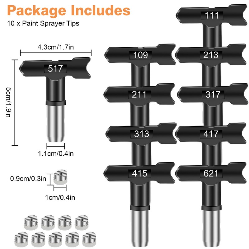 10x Reversible Paint Sprayer Tip 109-621 Nozzle Tips for Airless Paint Spray Gun gallery