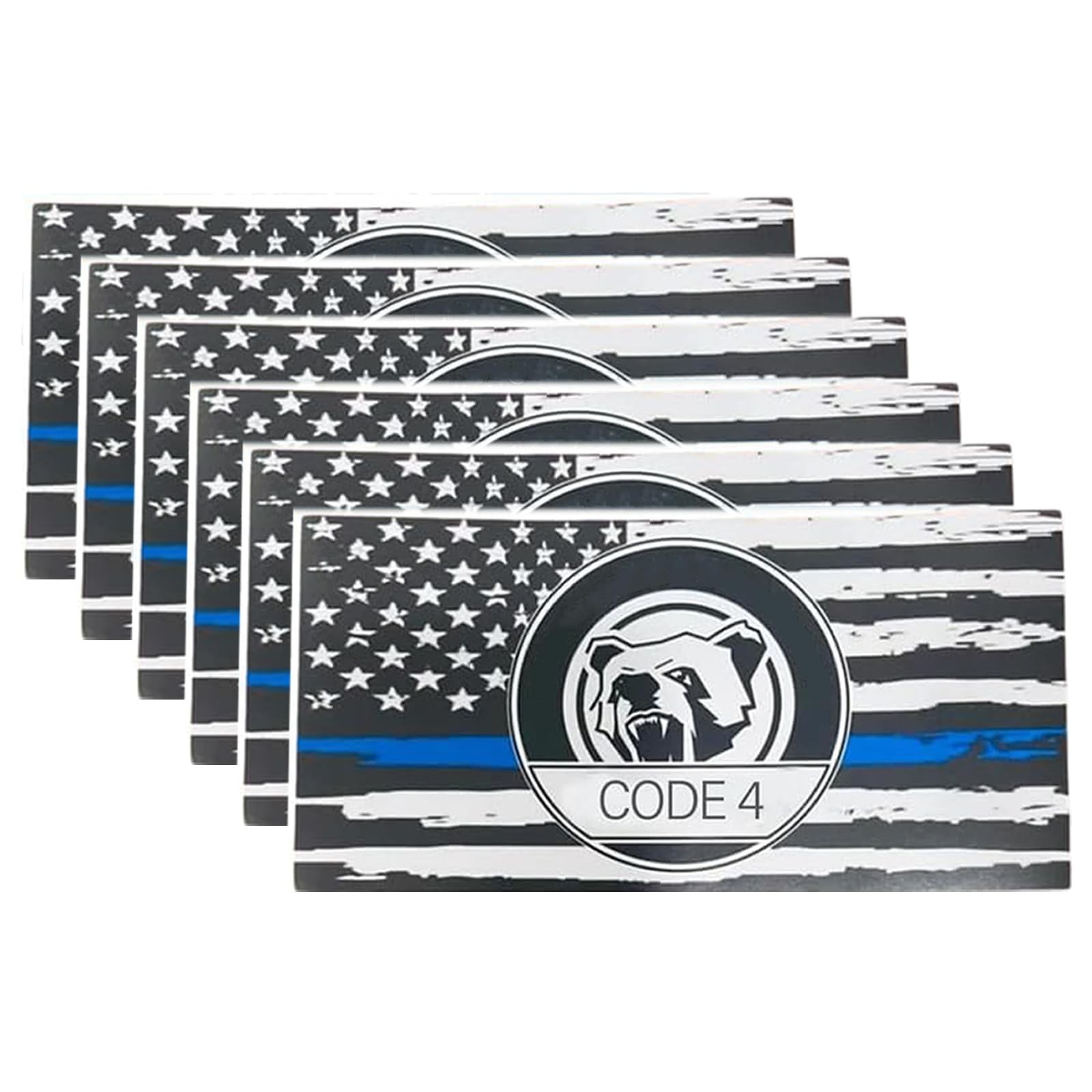 6pcs Thin Blue line Flag Code 4 Car Sticker Decal, Police Support American Fl... gallery