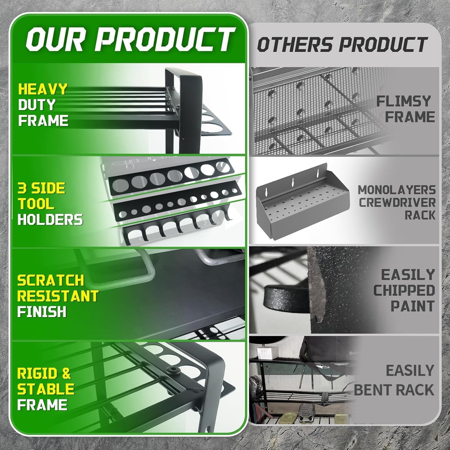 Heavy-Duty 4 Layers Storage Rack 4 Cordless Drill Holders (8 Total) Green gallery