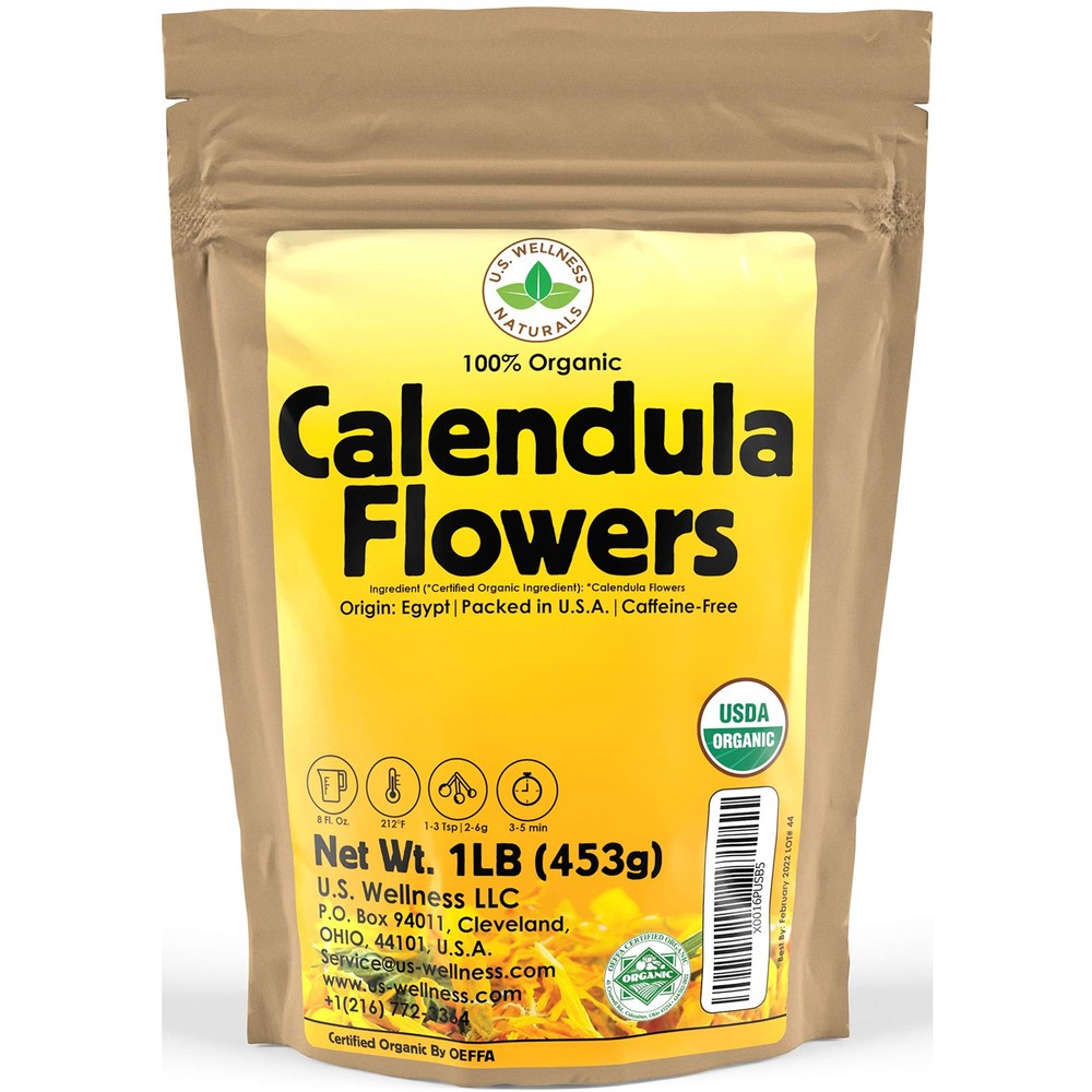 Calendula Tea 1LB (16Oz) 100% CERTIFIED Organic Whole Flower Herbal Tea (Cale...