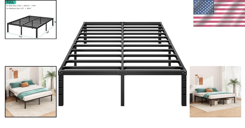 Space-Saving 14-Inch Metal Bed Frame for Full Mattress, Supports 1100 Pounds gallery