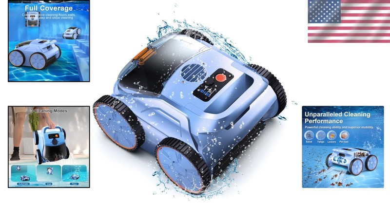 Durable Robotic Pool Vacuum, 4-Wheel Drive gallery