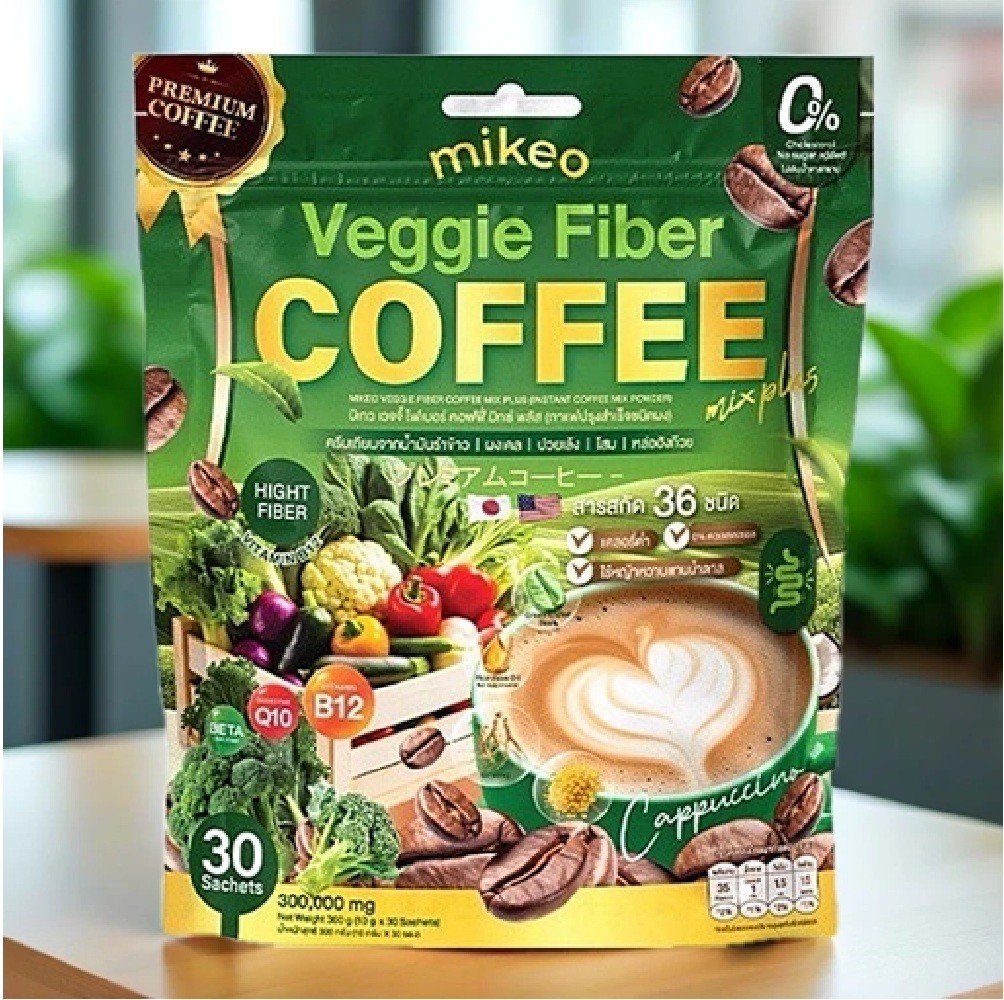 Mikeo Veggie Fiber Coffee Cappuccino Mix Plus Instant Coffee Vitamins 30 Sachets gallery