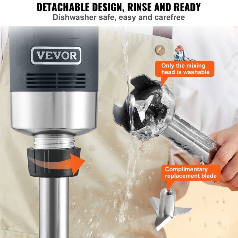 VEVOR Commercial Immersion Blender Heavy Duty Hand Mixer 750W Variable Speed gallery
