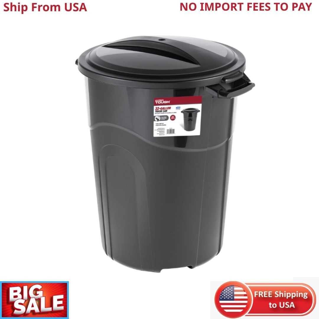 Hyper Tough 32 Gallon Heavy Duty Injection Molded Trash Can with Click Lock Lid gallery