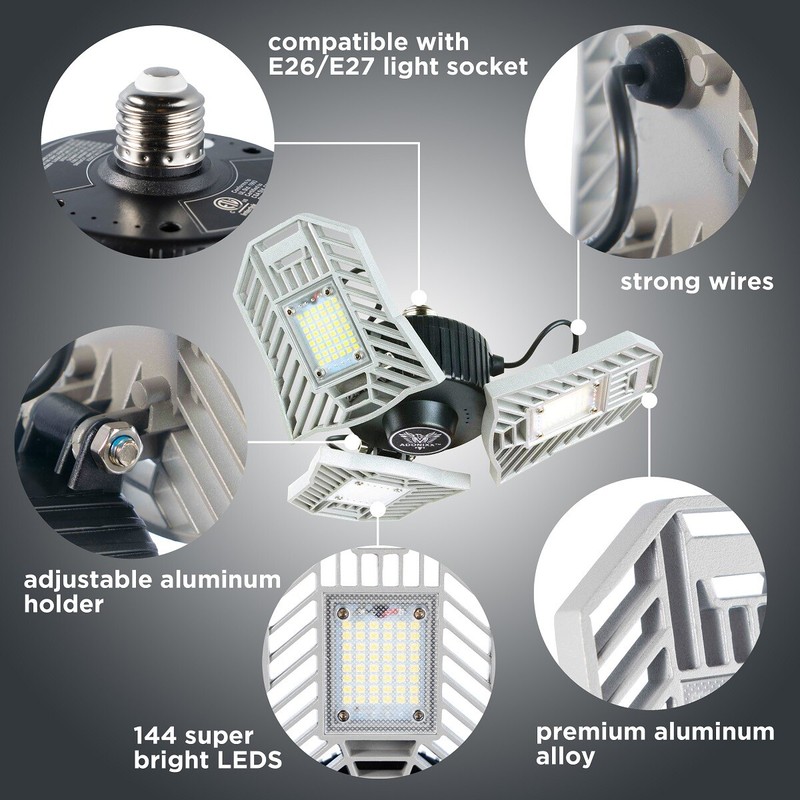 Three Led Garage Light-Led Adjustable light-Basement led Light 6000lm gallery