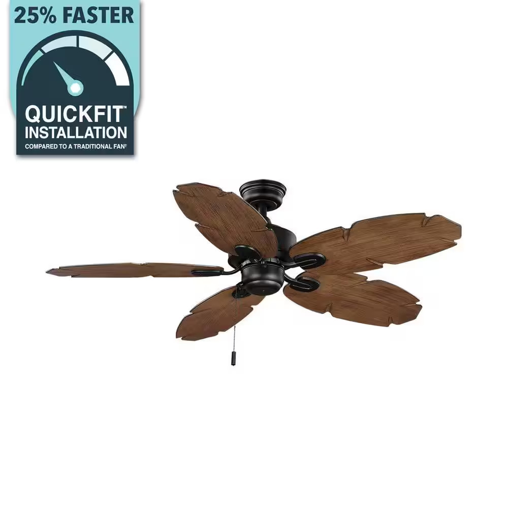 Lillycrest II 52 In. Indoor/Outdoor Matte Black Wet Rated Ceiling Fan with 5 Wea gallery