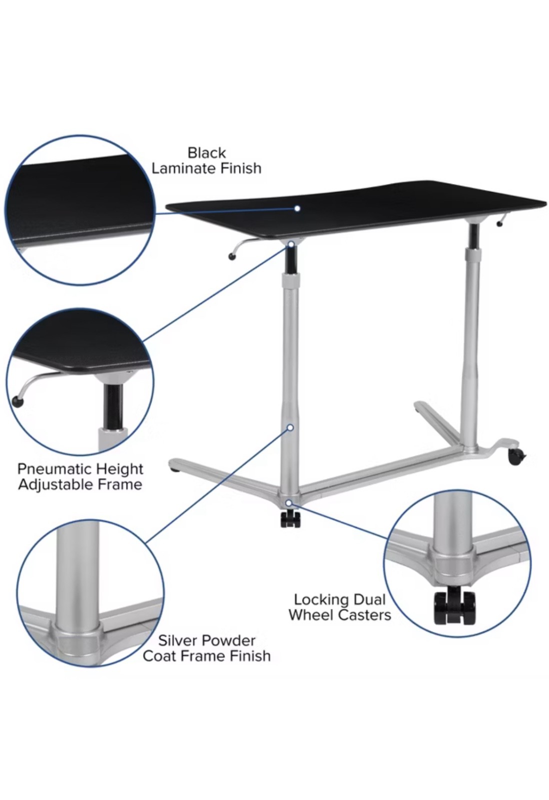 Flash Furniture Stand Up and Sit Down Computer Desk Black gallery