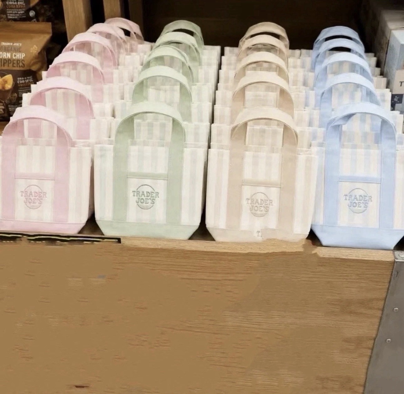 Trader Joe’s Mini Pastel Stripe Canvas Tote Bag Limited Edition Set Of 4 gallery