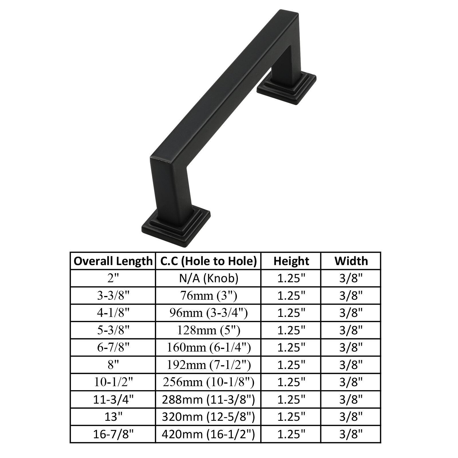 Black Modern Square Cabinet Handles Bar Pulls Kitchen Hardware Stainless Steel gallery