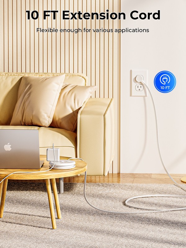1-4x US Flat Plug Extension Cord 3 Outlet 2 USB Type C Extender Power Strip LOT gallery