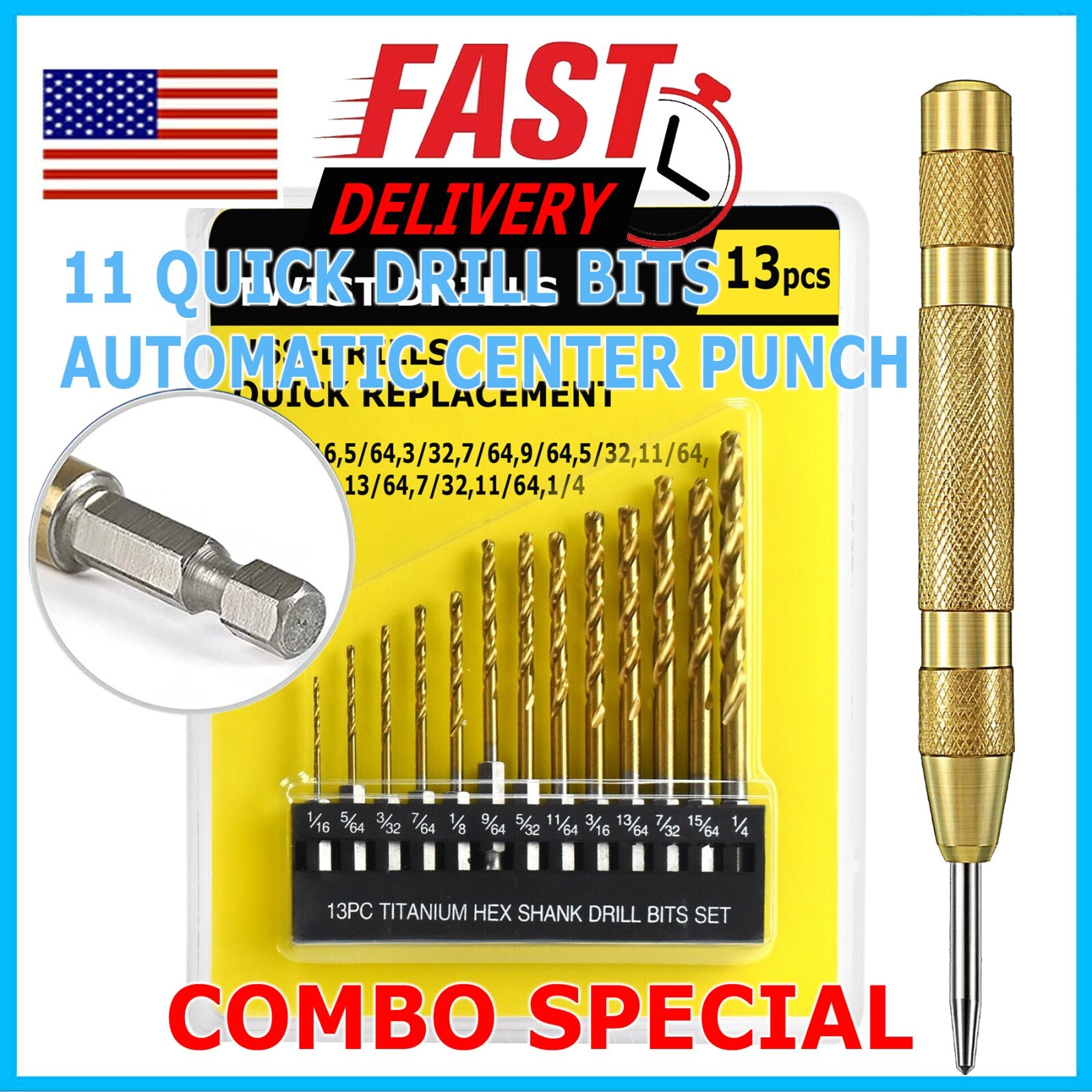 Super Strong Automatic Centre Punch Adjustable Spring Loaded Metal Drill Tool gallery