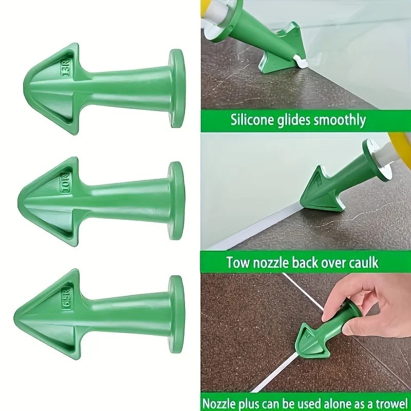 3pcs Caulk Nozzle Applicator Silicone Caulking Finishing Grout Tool Kit - NEW gallery