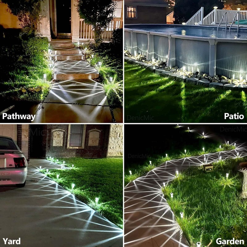 Solar Lights Outdoor 10 Pack Waterproof 6000K Cold White LED Stainless Steel ... gallery