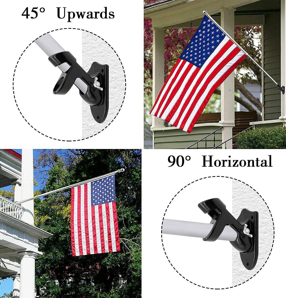 Two-Position Flag Pole Holder Mounting Bracket with Hardwares 1" Diameter gallery