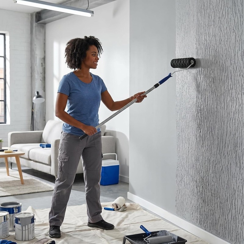9 Inch Drywall Texture Paint Roller Pad Tree Bark Pattern Roller For Drywall gallery