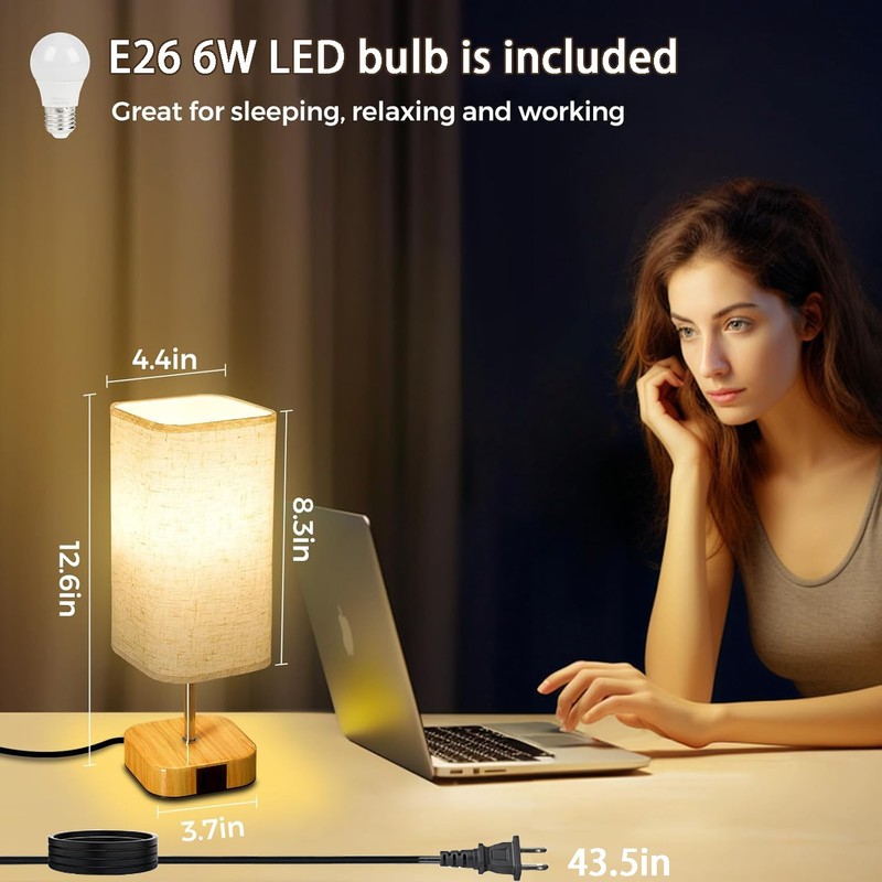 Bedside Lamp Bedroom Dimmable Touch Control Table Lamp w/ USB C+A Charging Ports gallery