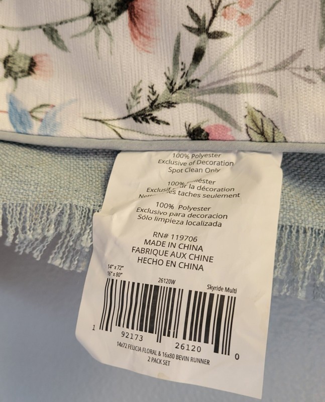 Mdesign Spring Table Runner 2 Piece Floral Printed 14x72 & Solid Blue 16x80 gallery