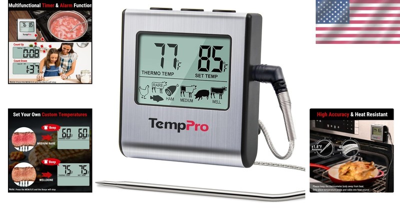 Precision Meat Thermometer with Timer & Programmable Alarm for Flawless Cooking gallery