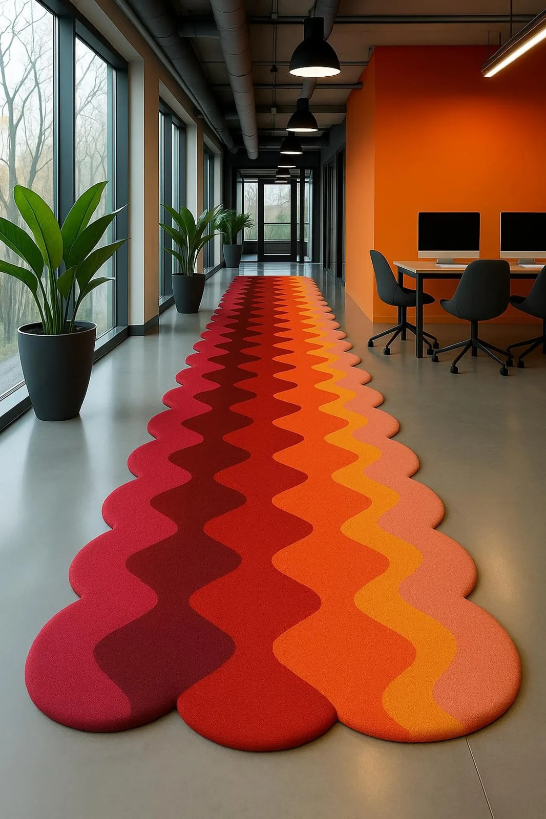 Sunset Gradient Wool Runner Rug | Modern Wavy Hallway Carpet gallery