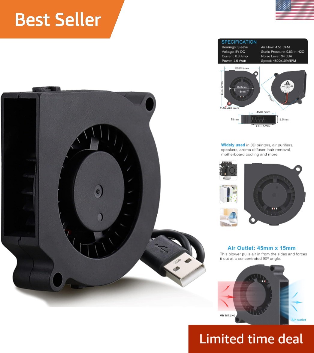 Versatile 60mm USB Cooling Fan for 3D Printers and Appliances - 34 dBA Noise gallery