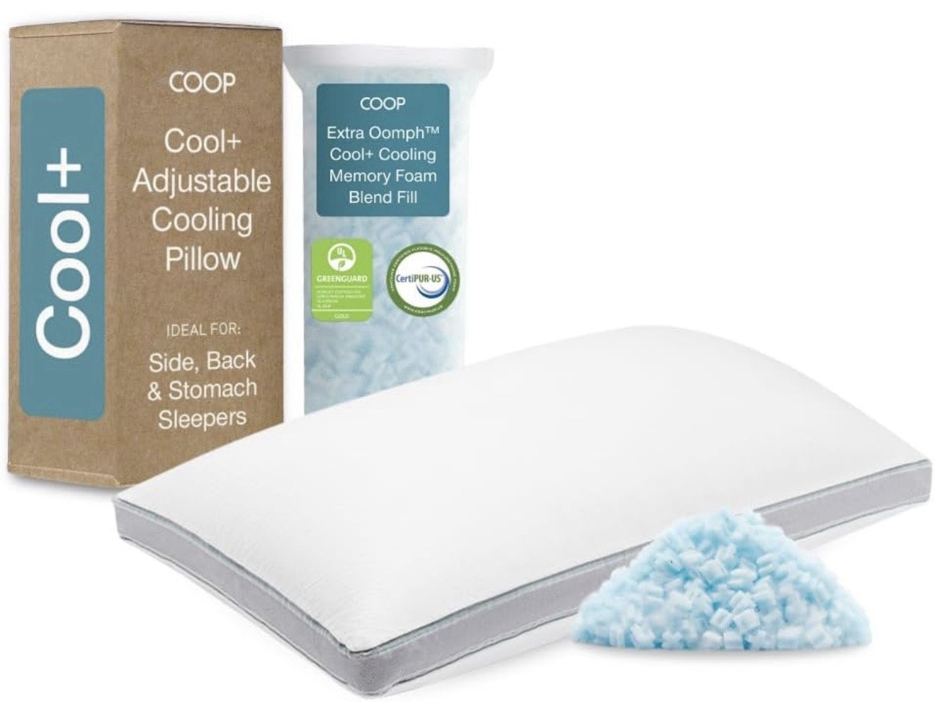 Coop Home Goods Eden Cool+ Adjustable Pillow Queen Size Plus Shaped Memory Foam gallery