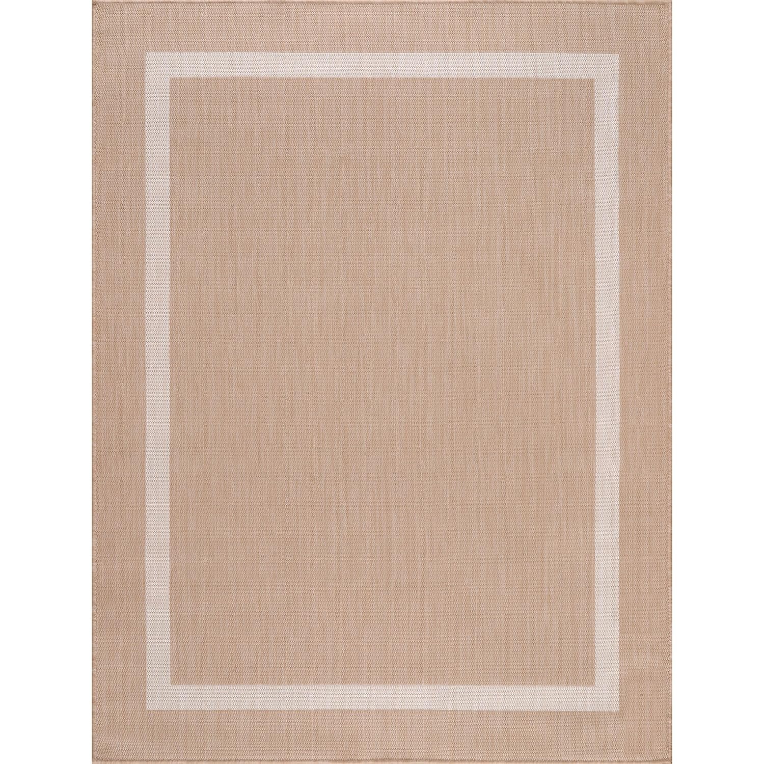 Outdoor Rug 10x14 Bordered Beige Washable Waterproof Patio Area Luul Home Carpet gallery