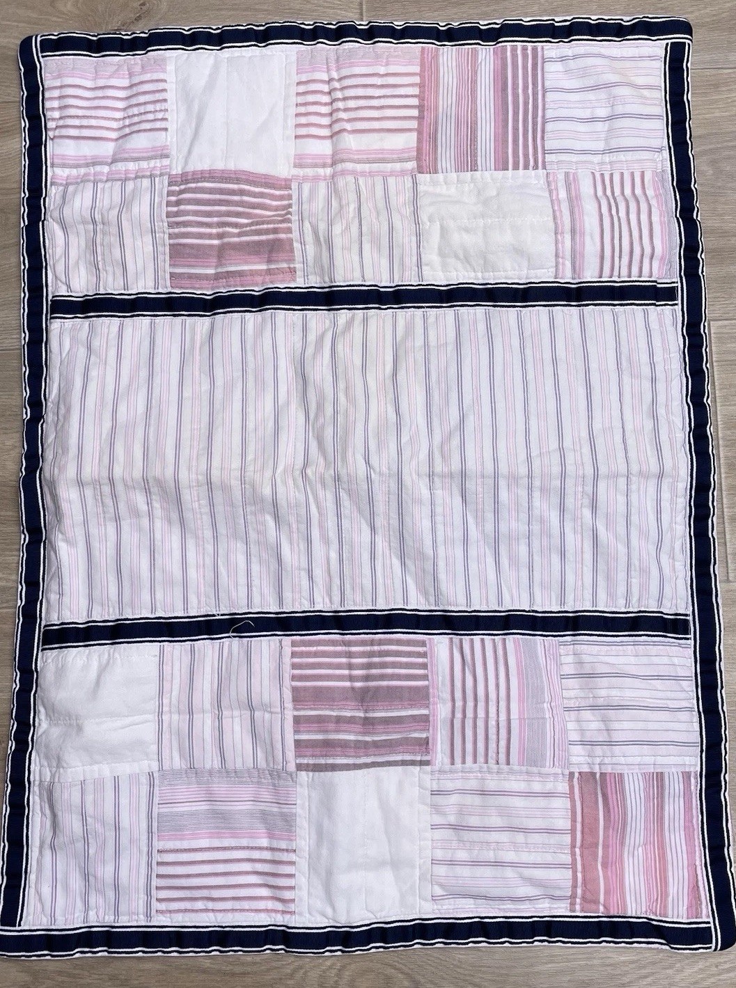 Nautica Quilted Patchwork Pillow Sham Standard Size Pink Navy Blue gallery