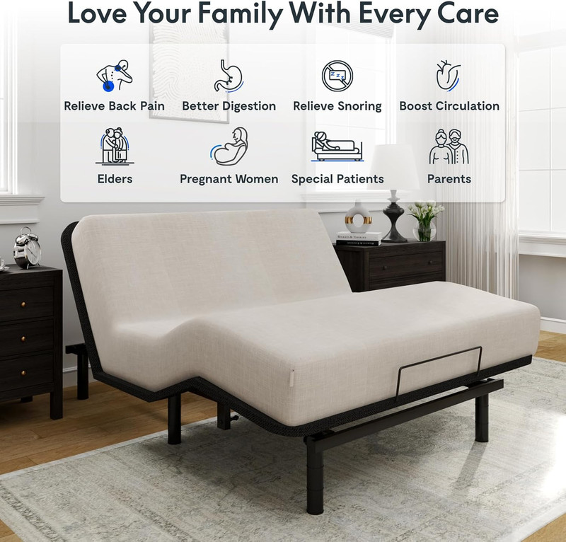 FLEXISPOT Adjustable Bed Frame Base Queen Size,Segmented Design,Easy Assemble,Ox gallery