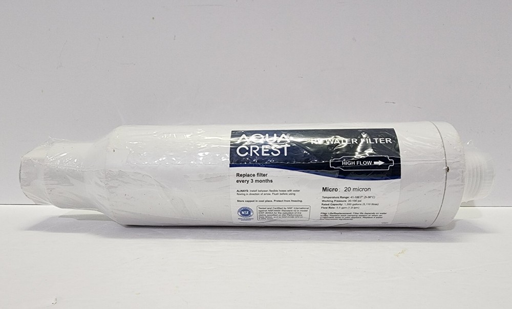 AQUACREST 20 Micron Inline Water Filter for RVs and Marines Drinking & Washing
